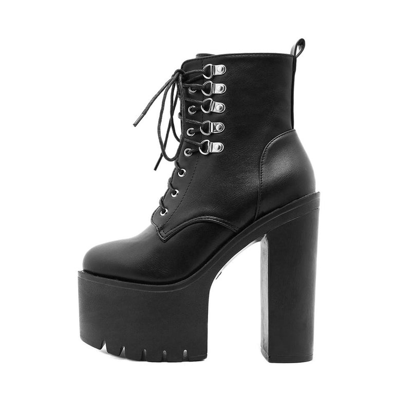Ladies Biker Ankle Boots Lace Up Side Zip Platform Booties High Heels Sexy  Shoes | eBay