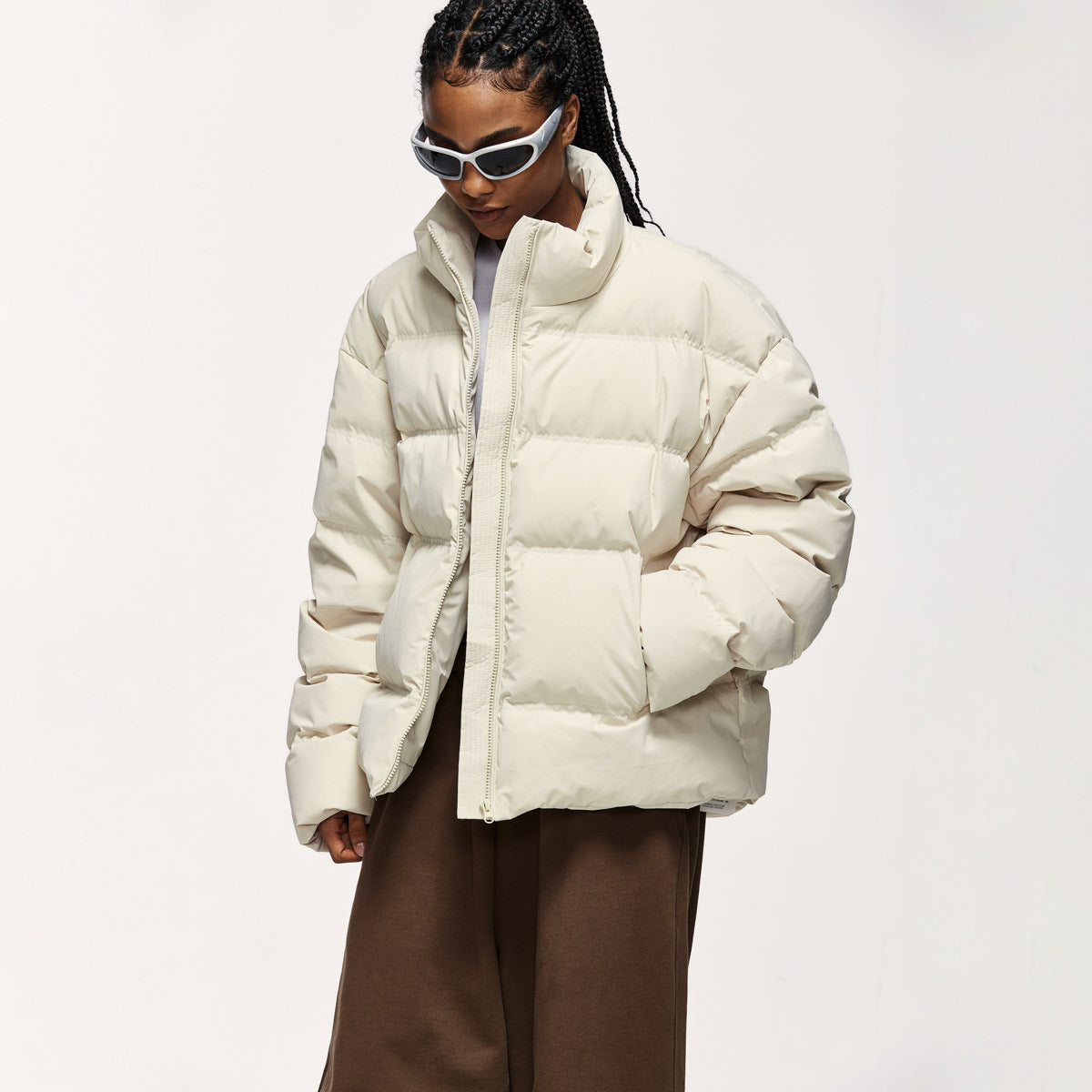 Puffer coat beige best sale