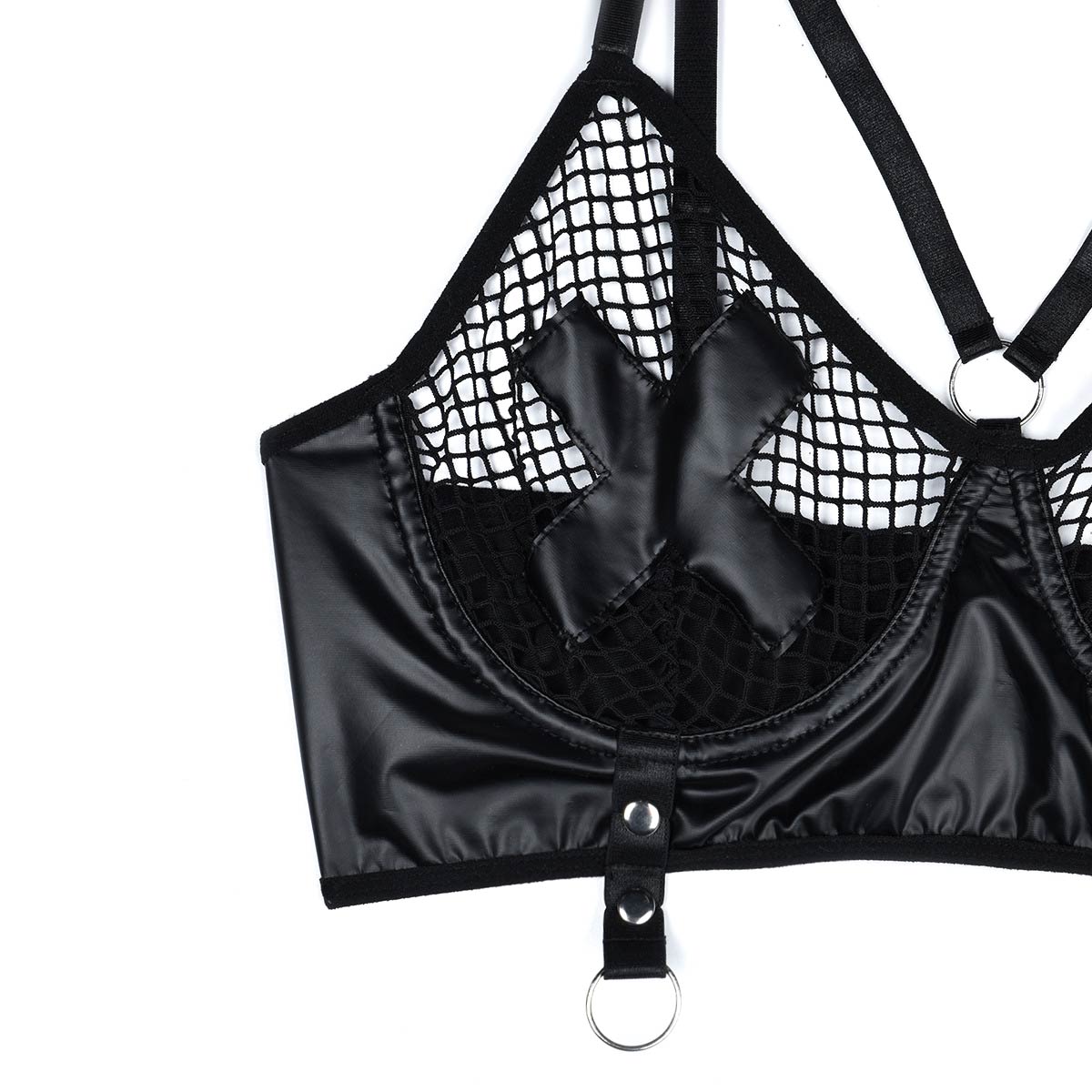 Sexy Black Bra X Nipple Covers - Bondage Lingerie Set