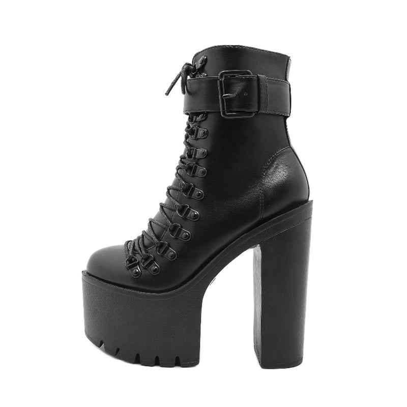 Only Maker Black Platform Chunky Heels Ankle Boots | Atomic Jane Clothing