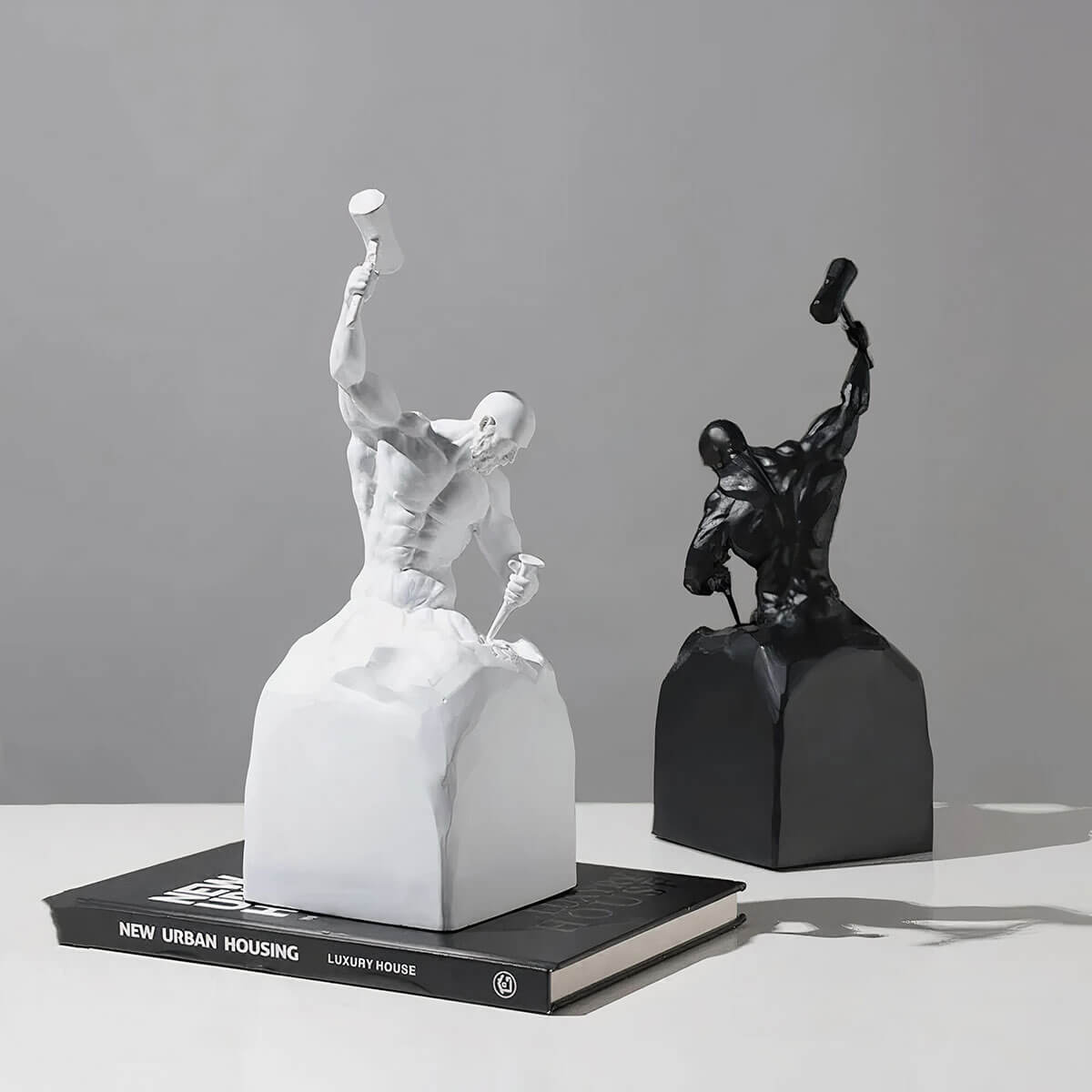 Bodybuilding fitness muscle statue gym decor black white art gift