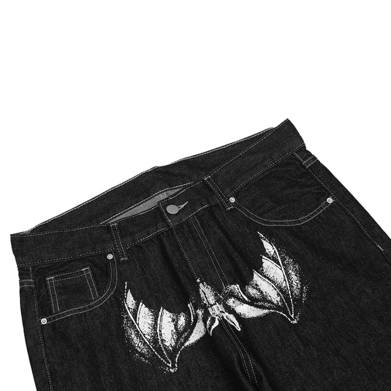 Washed Baggy Wide Leg Jeans in Black