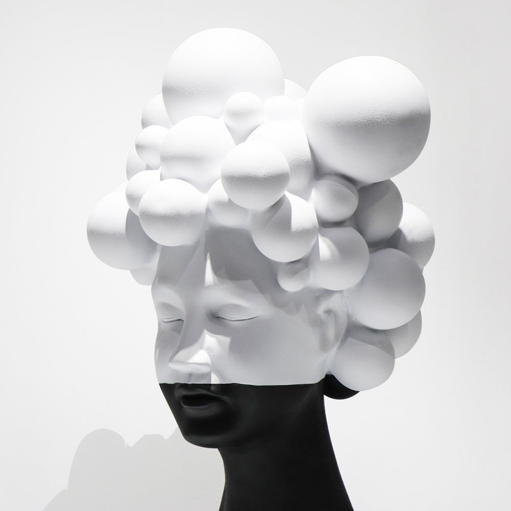 Modern woman head sculpture luxury black white designer home decor side view art statue contemporary