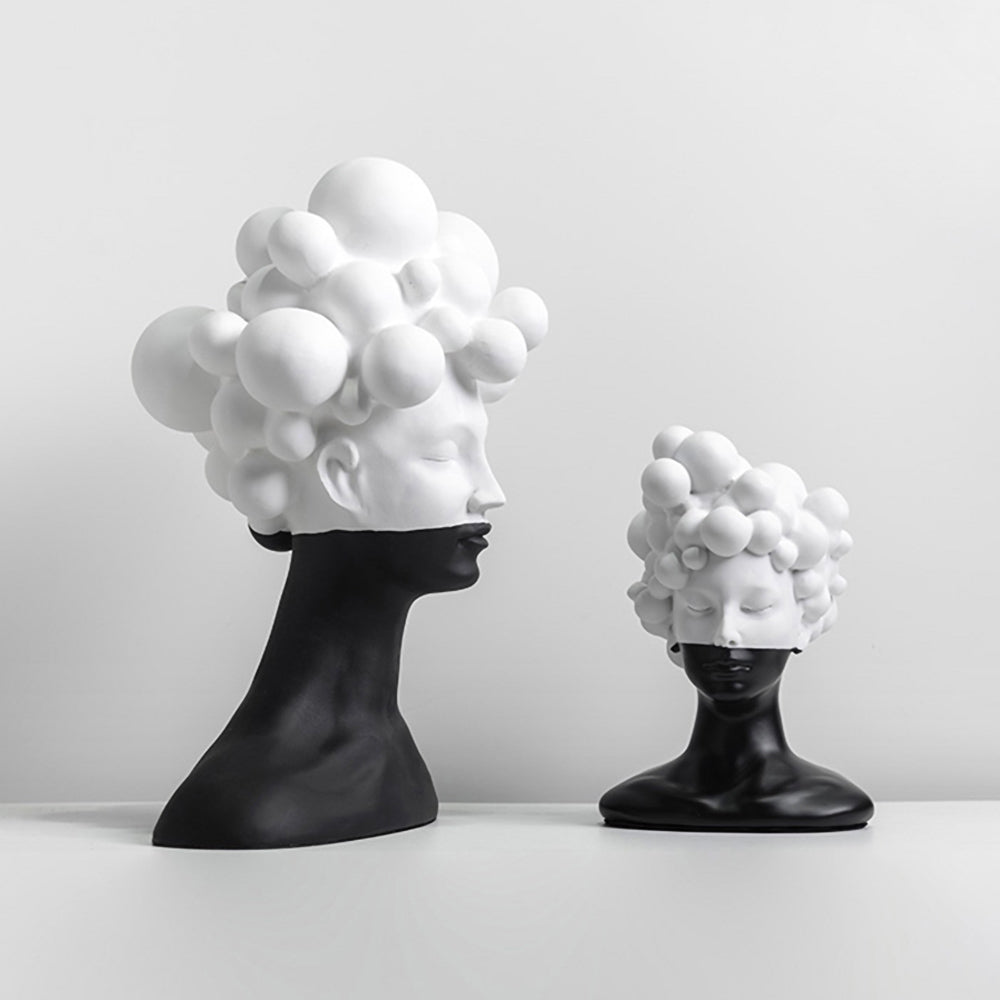 Black and white head statue set luxury modern home decor minimalist sculpture art pieces