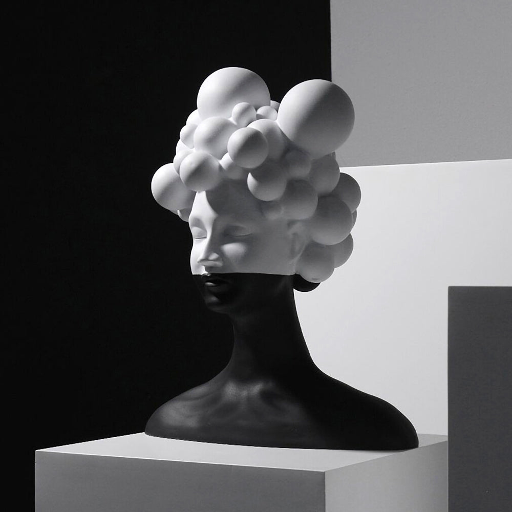 Modern black white head sculpture contemporary home decor luxury minimalist statue art