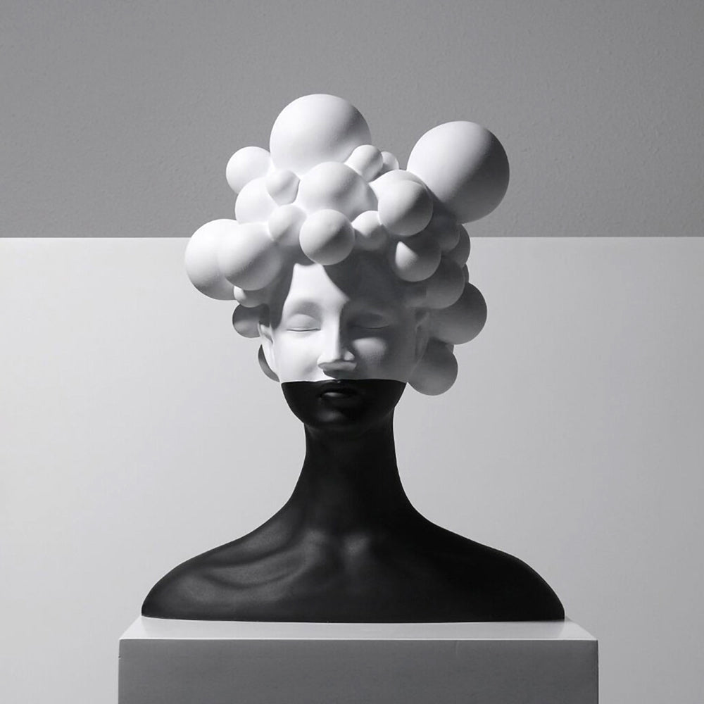 Luxury home decor head statue modern minimalist sculpture black white abstract art piece