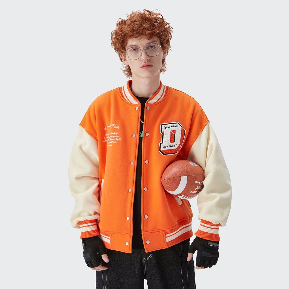 Orange baseball jacket sale